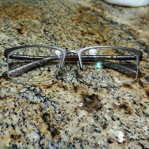 Dragon Eyeglasses Frames DR014 073 Brown Grey Rectangular Half Rim 55-17-145